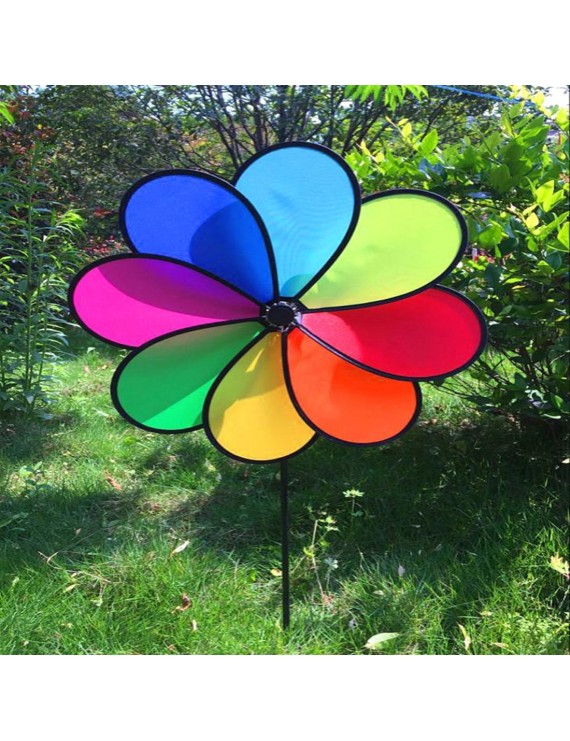 Milopon 3 x Windmill Windmill Polka Dots Rainbow Colours Windmill Garden Decoration Dots Pattern with Stand Rod