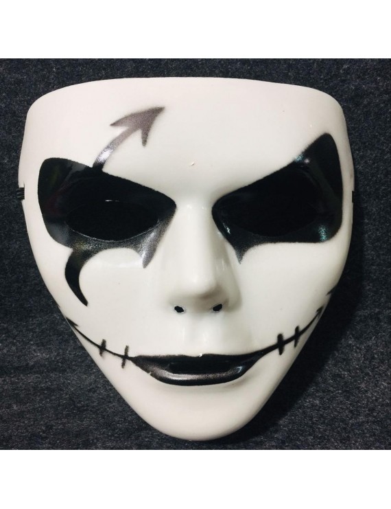 Halloween costume party hand-painted white ghost step dance mask male street dance mask horror mask ghost dance step mask mix hair