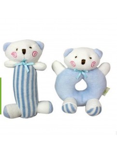 Korean baby hand ring baby early education pacify plush cloth art ring set toy blue bear hand ring set