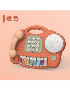 Children's multi-function telephone drummer beat drum educational early teaching piano baby baby imitation telephone learning toy orange