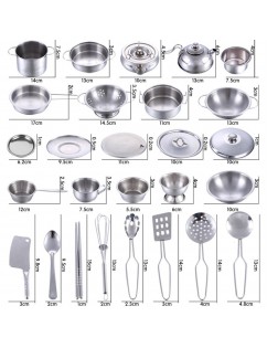 Children play every house toy boys and girls cook stainless steel kitchen toy baby kitchenware set luxury 40 piece set