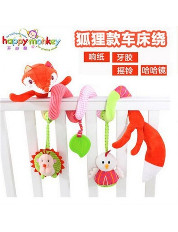 Korean baby toy music bed around comfort baby newborn bed bell plush cloth art bed hanging rattle HMK paper card fox bed around