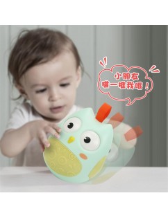 Cross border Children owl tumbler large music rattle 0-1 year old baby early Education Baby Toy gift green