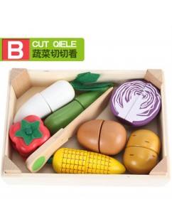 Children wooden simulation fruit and vegetable choule children play every kitchen toy puzzle early education chouqin vegetables C