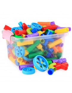 Children's early education is helpful for children's intelligence. They can assemble plastic water pipes and toy blocks from 3 to 6 years old to assemble tubular (pipes and four wheels) 38 pieces of simple bags