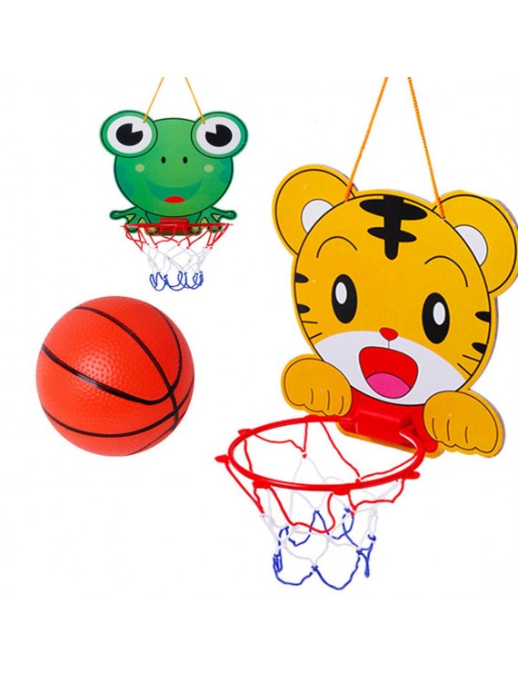 Cartoon hanging basketball frog