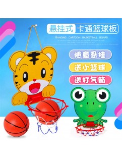 Cartoon hanging basketball frog